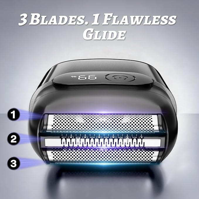 Electric Foil Shaver for Men 3D Floating Blade Razor with LED Display IPX8 Waterproof Wet/Dry Shaver USB-C Quick Charge &amp Travel Lock Includes Cleaning Brush Deep Gray