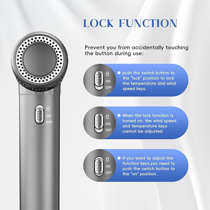1600W professional ionic hair dryer with 3 attachments 110000RPM high-speed brushless motor for fast drying Lightweight low-noise with locking function 4 temperature and 3 speed settings
