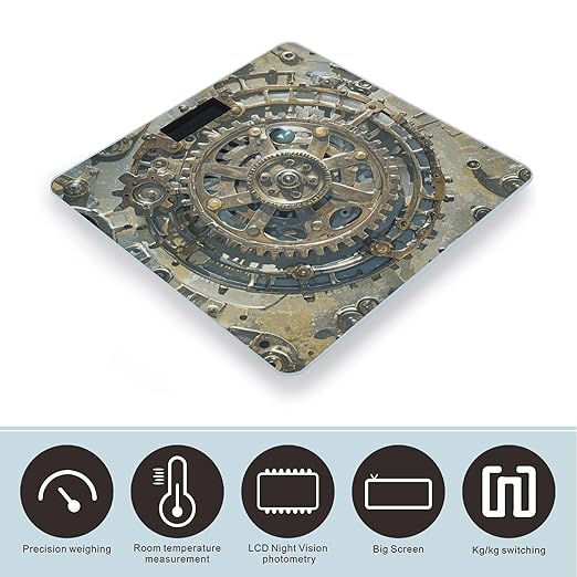 Steampunk Mechanical Gears Scale for Body Weight Smart Scales Digital Bathroom Scale High Precision Weighing Scales with Large Display Weighing Machine for People