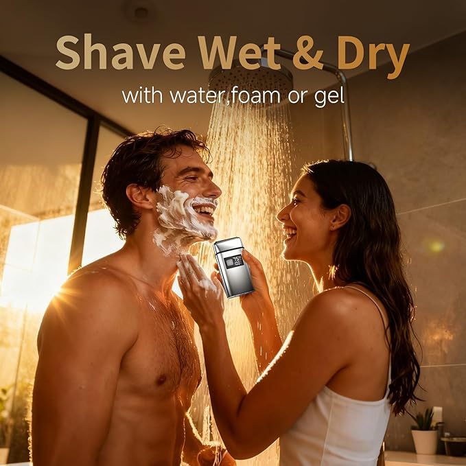 Electric Foil Shaver for MenElectric Razor with Pop-up TrimmerCordless Beard TrimmerWaterproofWet &amp Dry ShavingLED Display2-Speed Mode (Silver)