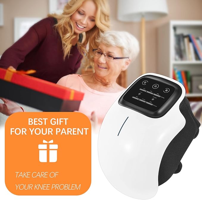 Knee Massager Large LED Screen Adjustable TemperatureCordless Knee Massager with Heat and Vibration Portable Massager for Knee Discomfort Longer Knee Straps 48CM