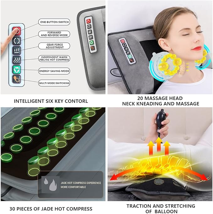 Full Body Massage Mat with Heat 20 Neck Shiatsu Kneading Massage Heads Multifunctional Electric Heated Massage Chair Back Pad for Back Lumbar Leg Pain Relief