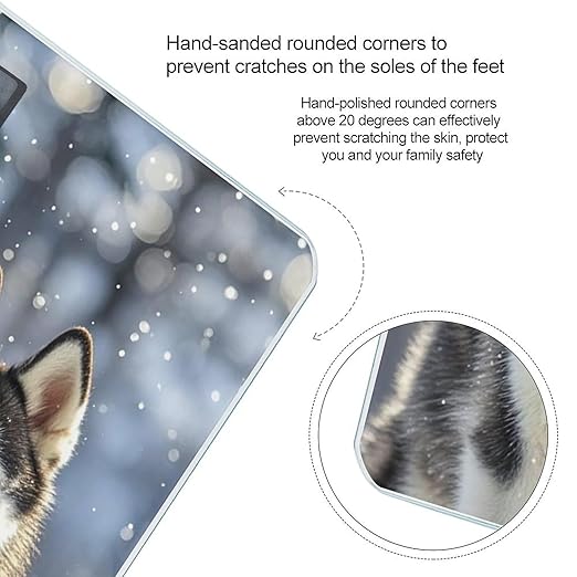 Adorable Huskies Scale for Body Weight Accurate Digital Bathroom Scale Toughened Glass High Precision Scales Smart Weight Scales with Large LCD Backlight Display Weighing Machine