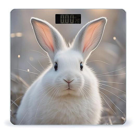Cute Bunny Scale for Body Weight Digital Bathroom Scale Toughened Glass High Precision Scales for Body Weight with Large LCD Backlight Display Weight Scales