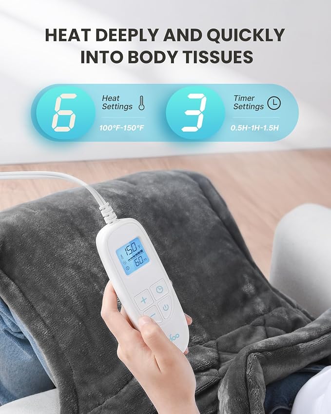 iDOO Heating Pad for Back Pain Relief Birthday Mothers Day Gifts for Mom Women FSA Eligible Items Weighted Electric Heat Pad for Neck and Shoulders 24x37 Large Back Heated Wrap ETL Certified