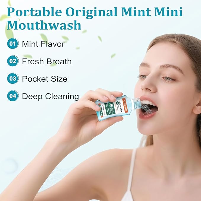 Mini Mouthwash Travel Size Bulk Pack of 50Portable Mint Mini Mouthwash Bulk 35ml/1.2 Fl Oz Individual Small Mouth Wash for TravelHotelOfficeToiletry Kits