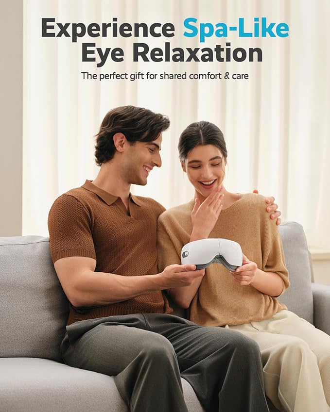 SKG Eye Massager with Heat Valentine's Day Gifts for Her Him Bluetooth Music &amp Foldable Sleep Mask for Dry Eyes &amp Relaxation Eye Mask for Migraine Ideal for Travel Work