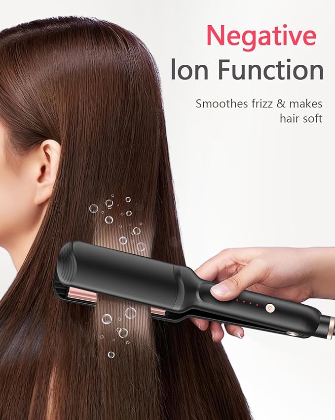 Hair Crimper WaverProfessional Women Hair Straightener Irons 4-in-1 Set Create Zig Zag WavesCrimps Smooth StylesNegative Ions Tourmaline Ceramic Plates Healthy Shiny Less FrizzStyling Tools