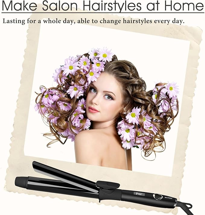 UOTEK Curling Iron with Clipped Ceramic Barrel for Long Hair Large Waves Hair Curler Making Professional Salon Hairstyle in Home &amp Travel Dual Voltage Curling Iron (1.2 Inch (30mm))