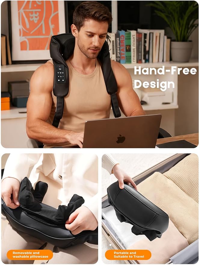 Shiatsu Neck Massager with Heat for Pain Relief Deep Tissue Upgraded Adjustable Width 4D Kneading Shoulder Massage Electric Back Massage Pillow Gifts for Women Men Mom Dad Mothers Day