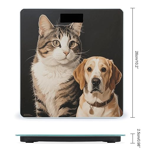 Cat Dog Print Bathroom Scale for Body Weight LCD Display Digital Bathroom Scale Tempered Glass Bathroom Weight Scales Fashion Smart Scales for Home Bedroom 400 Lb