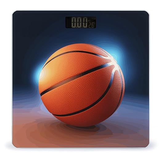 Digital Bathroom Scale for Body Weight Scale with Bright LCD Display High Accuracy Step-On Technology Auto On/Off Basketball Ball Digital Scales 400 Lbs /180kg