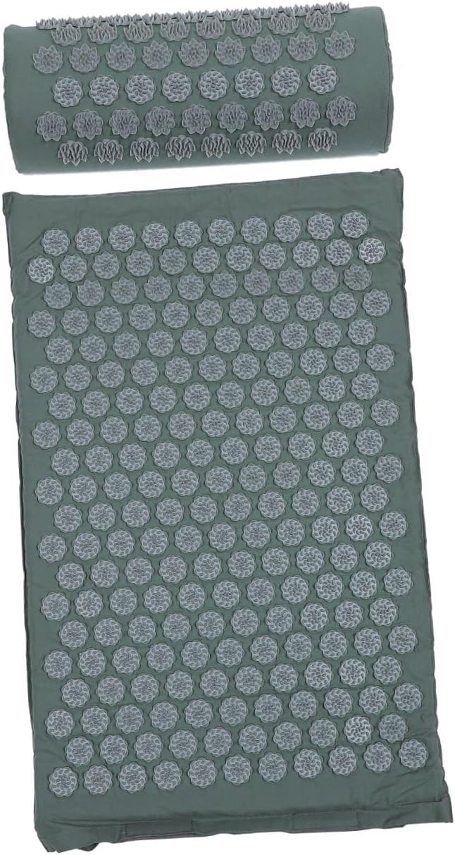 Veemoon Shiatsu Acupressure Massage Mat and Pillow Set Non-Slip Relief Cushion with Portable Carrying Bag for Back and Neck Therapy Relaxation and Muscle Tension Relief