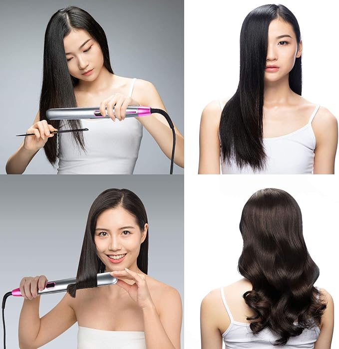 Professional Hair Straightener and Curler 1 inch Flat Iron with Adjustable LCD Tempareture Display 266°F - 446°F Ion Hair Straightener Suitable for All Hair Types