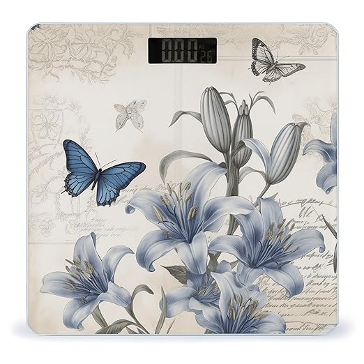 Blue Flower_77250406 Scale for Body Weight Smart Scales Digital Bathroom Scale High Precision Weighing Scales with Large Display Weighing Machine for People