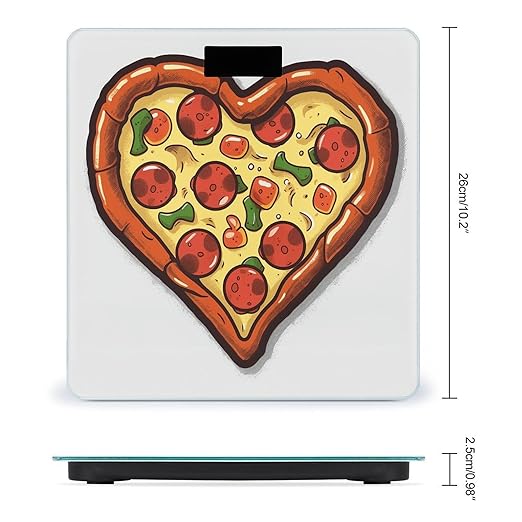 I Love Pizza HeartScale for Body Weight with LCD High Precision Weighing Scales Fashion Sturdy Tempered Glass Weight Scales Easy-to-Read Digital Bathroom Scale for Daily 400lb