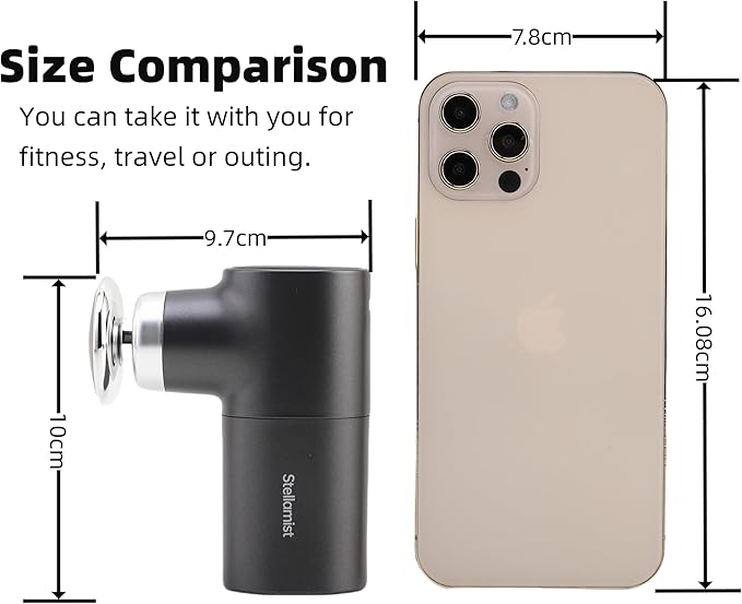 Mini Thermal Massage Gun with Heat Portable Hand Held Massager Gun with Heat Portable Percussion Muscle Massager with 4 Massage Heads for for Dad Office Home Athletes