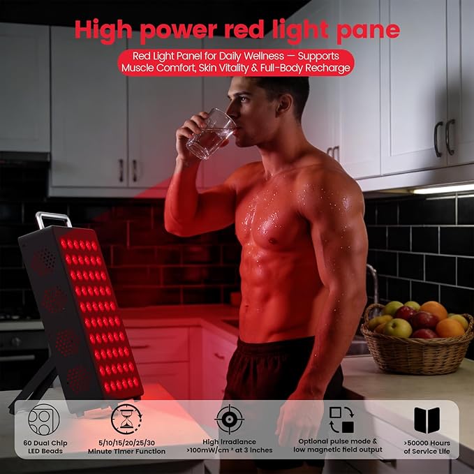 Red Light Therapy Device for Face &amp Body 300W Led Light Therapy Panel with 1.77 LCD Screen 660nm Red &amp 850nm Near Infrared Light 9 Pulse Modes for Skin Care &amp Muscle Recovery
