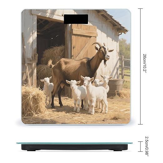 Farm Animal Cute Goat Bathroom Scale for Body Weight LCD Display Digital Bathroom Scale Tempered Glass Bathroom Weight Scales Fashion Smart Scales for Home Bedroom 400 Lb