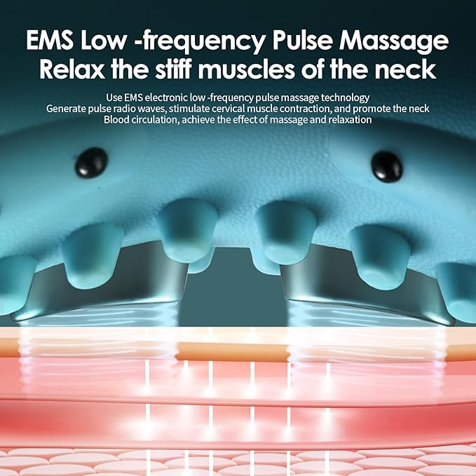 Neck Massager with Cervical Traction Ergonomic Neck Pain Relief Device Portable Neck Relaxer for Home &amp Office Lightweight Neck Support Massager
