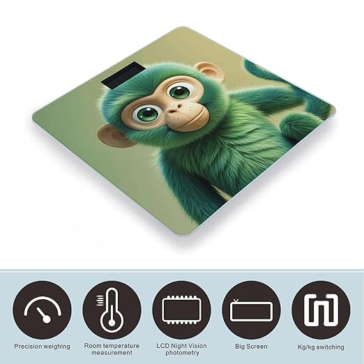 Green Clever Monkey Scale for Body Weight Digital Bathroom Scale Toughened Glass High Precision Scales for Body Weight with Large LCD Backlight Display Weight Scales