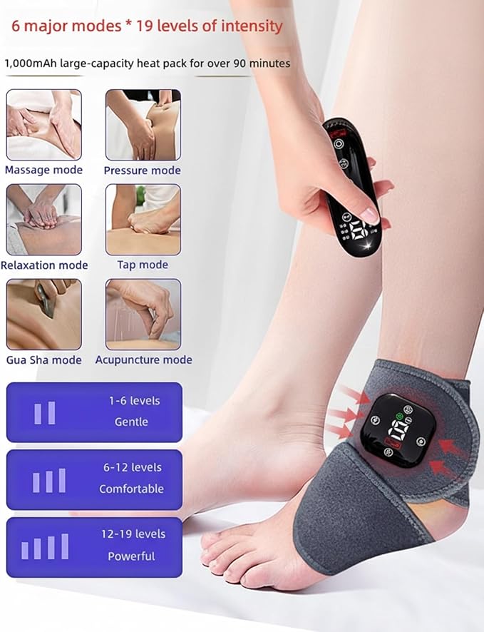 Massager Pro for Feet Large Fit Electric Foot Massager with Red-Light Therapy 5-Level Graphene Heating 6 Modes 3 Intensities Waterproof Inner Liner Rechargeable for Ankle Knee Back Neck Pain(2pcs)