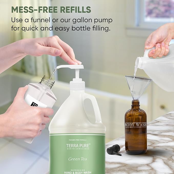 Terra Pure Hotel Hand &amp Body Wash Soap | Four Gallons | Designed to Refill Soap Dispensers (Set of 4)