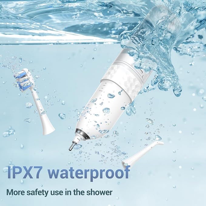 Marchpower Upgraded 2-in-1 Electric Toothbrush with Water Flosser 3+4 Smart ModesPortable Oral Irrigator with Point-Jet Rechargeable IPX7 Waterproof for Home &amp Travel UseWhite