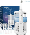 Electric Toothbrush and Water Flosser - Water Flossers for Teeth Electric Cleaning Brush with 5 Replacement Brush Heads 5 Brush Modes 17 Oz 3 Stage Floss Tooth Brush 3 in 1 Teeth Cleaning Kit