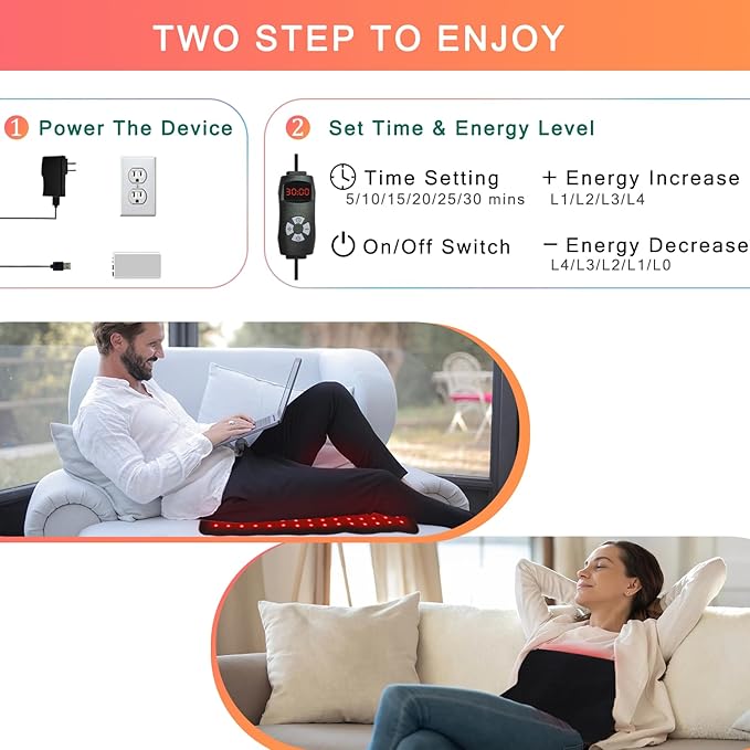 Red Light Therapy for Body 19.8 x 12 Infrared Light Therapy Pad XL Large Red Infrared Heating Therapy Wrap Pad Belt for Back Shoulder Leg Relief Home Office Use Ideal Gift