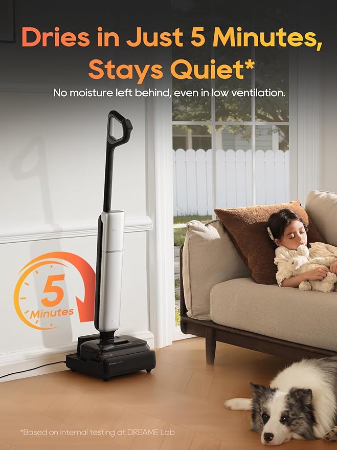 DREAME Aero Pro Wet Dry Vacuum Mop Ultra-Slim with Hot Self-Cleaning/Self-Drying 0 Hair Tangle Great for Pet Owner Powerful Wet Dry Vacuum with 60min Runtime Pick-up &amp Mop at The Same Time