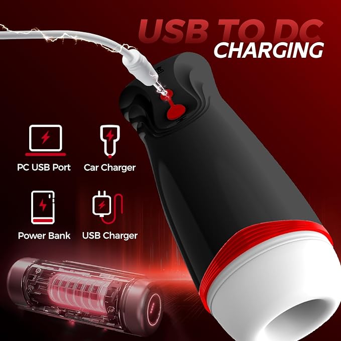 Male Masterburbatar Hands Free with 10 Viboators Massagers Sucking Modes Automatic Male Mastusbafor Tight Sleeve Hoodies Pocket Puzzy Silicone Electric Massager Machine PWO03 (red)