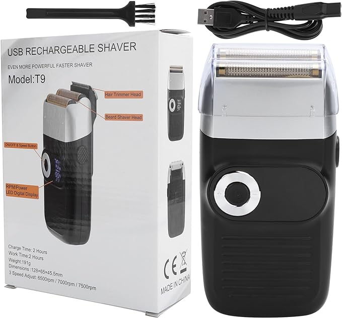 Double Foil Rechargeable Electric Electric Shavers for Men Low Noise Powerful Electric Foil and Bald Shavers Beard Trimmer for Close Smooth Shaving