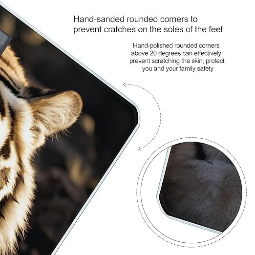 Digital Bathroom Scale for Body Weight Scale with Bright LCD Display High Accuracy Step-On Technology Auto On/Off Animal Tiger Digital Scales 400 Lbs /180kg