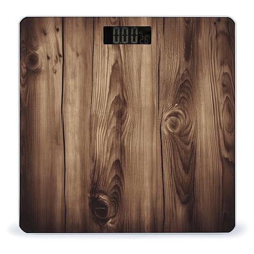 Wood Grain Smart Scale for Body Weight Accurate Bathroom Scale with LED Display Digital Weight Scales Weighing Machine High Precision Scales for Bath Home