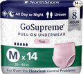 NorthShore GoSupreme Overnight Pull-On Underwear 8-Hour Leak Protection Medium 14-Count Bag Pink (30-40 in Waist) Unisex Adult Diapers