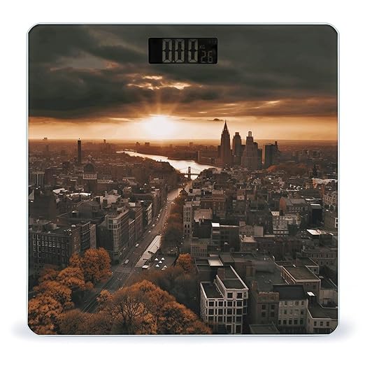 York City Sunset Picture Smart Scale for Body Weight Accurate Bathroom Scale with LED Display Digital Weight Scales Weighing Machine High Precision Scales for Bath Home