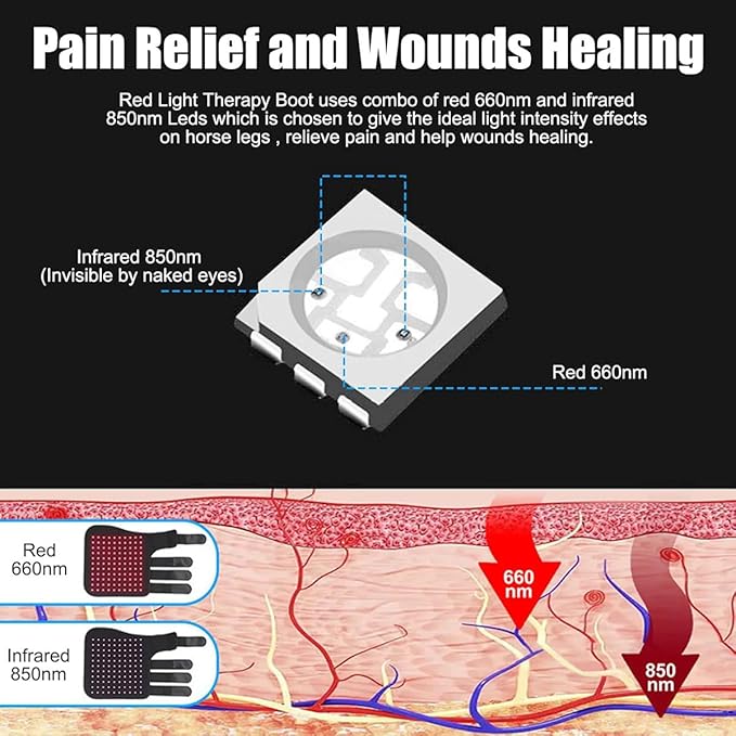 Red Light Therapy Belt Near Infrared Light Therapy Wrap 850nm 660nm Led Red Light Therapy Horses Leg for Horse Muscle RecoveryLeft+Right