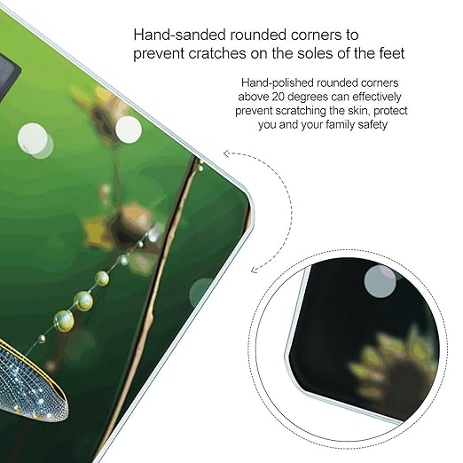 Dragonfly Green Scale for Body Weight High Precision Digital Weight Scales with LCD Display Anti-Slip Sturdy Slim Tempered Glass Bathroom Scale for Home Use