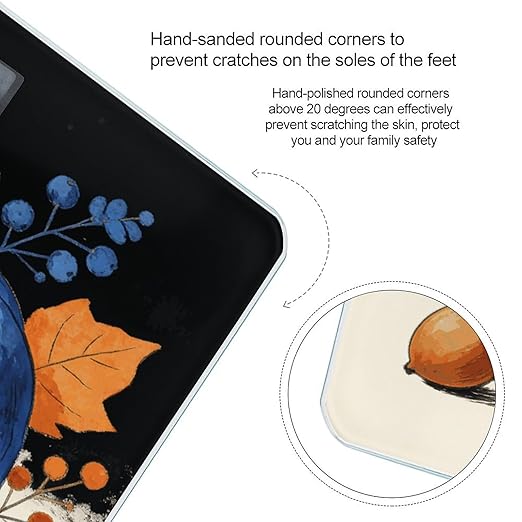 Autumn Pumpkin Blue Smart Scale for Body Weight Digital Bathroom Scale Toughened Glass Weight Scale with Large LCD Backlight Display High Precision Scales Weighing Machine