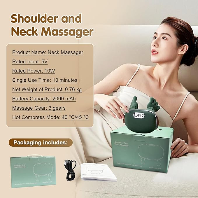Siasoo Neck Massager With Heat-Wireless Portable Shiatsu Neck and Shoulder Deep Tissue 4D Kneading Back Massage With FingersSimulated Human Hand Design for Muscle Relax Massager Easter Gift for Mom