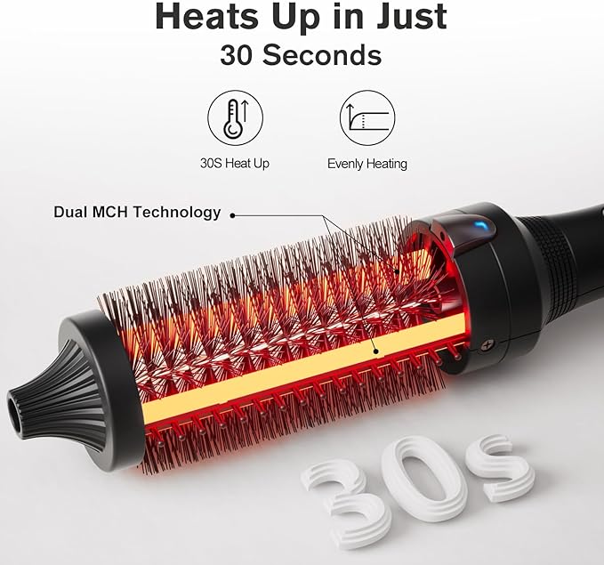 K&ampK Thermal Brush Blowout Boost Ionic Round Heated Hot Brush to Make Hair Smoother &amp Shinier Easy to Use Not for Blow Drying 38mm BarrelDual Voltage US Plug Jet Black