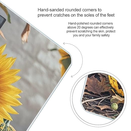 Fall Pumpkin Sunflower Bathroom Scale for Body Weight Bathroom Weighing Scales with Back Lit LED Display Sturdy Tempered Glass Body Weight Bathroom Scale 400lb Weighing
