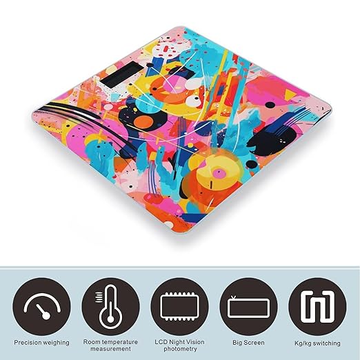 Pop Art Style Scale for Body Weight Digital Bathroom Scale Accurate Smart Weight Scales with Large Display Weighing Machine High Precision Scales