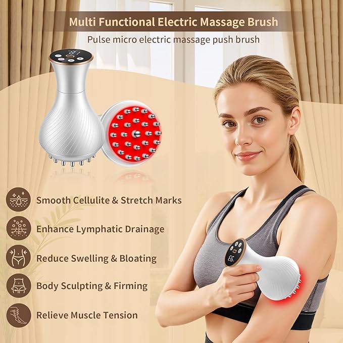 Body Sculpting Machine Lymphatic Drainage Massager &amp Anti Cellulite Massage Tool Helps Reduce Stretch Marks &amp Cellulite Pain Relief Devices for Legs Arms &amp Belly Body (White)