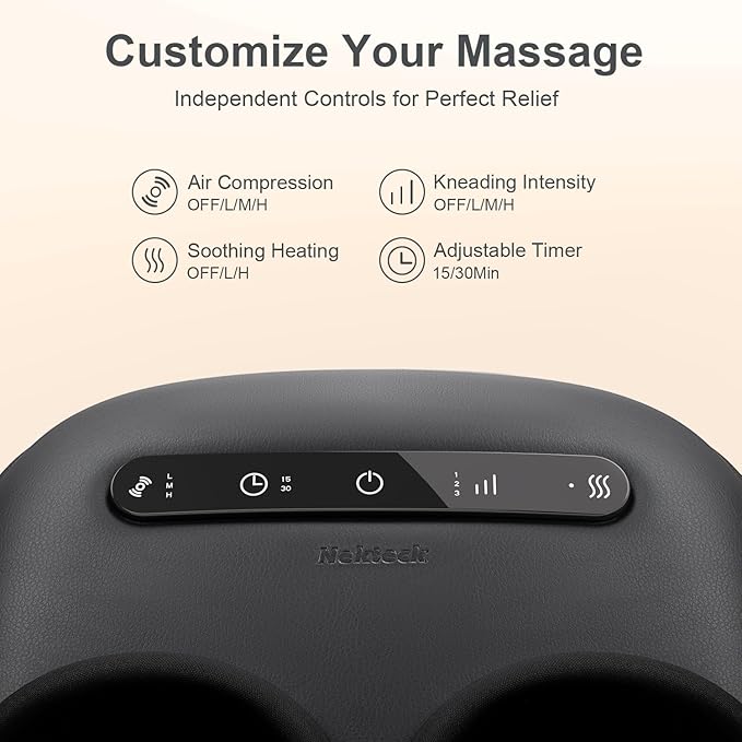 Nekteck Foot Massager with Heat [2026 Upgraded] Electric Shiatsu Foot Massage Machine for Circulation Plantar Fasciitis &amp Neuropathy 3 Intensity Levels FSA Eligible Gifts for Men &amp Women