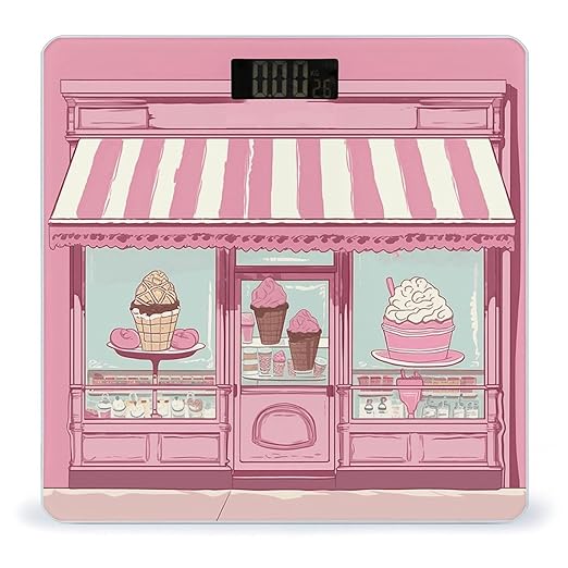 Ice Cream Store PinkScale for Body Weight with LCD High Precision Weighing Scales Fashion Sturdy Tempered Glass Weight Scales Easy-to-Read Digital Bathroom Scale for Daily 400lb