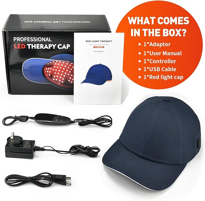 Red Light Cap Red Light Hat for Head 630nm 850nm 940nm Infrared Light Cap Adjustable Size and Pulse Mode