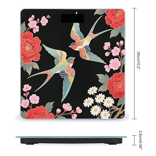 Two Colorful Flying Birds Weight Scale Cute Bathroom Scale for Body Highly Accurate Digital Weighing Machine for People Compact LCD Display Scales with Sturdy Toughened Glass Scales