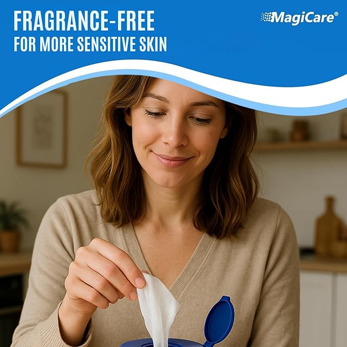MagiCare 75% Large Alcohol Wipes (2 Canisters) - Alcohol Hand Sanitizing Wipes Unscented - Premium Hand Wipe Sanitizer Wipe - Home Classroom Cleaning Camping - 2 100ct Canisters (200pcs)